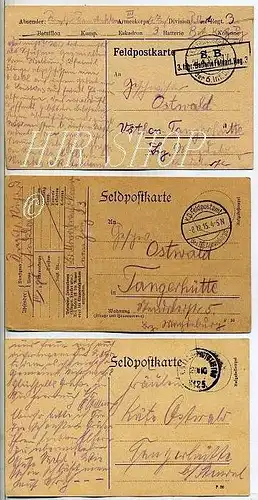 Feldpostkarten I WK, nach Tangerhütte, gel. 1915