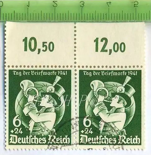 Deutsches Reich Seitenrandstück 1941, 6 + 24 Pf. grün