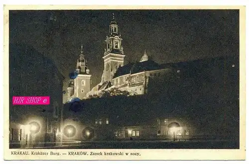 Krakauer Burg bei Nacht,  gel. Feldpost 5.04.1941,  Krakau1