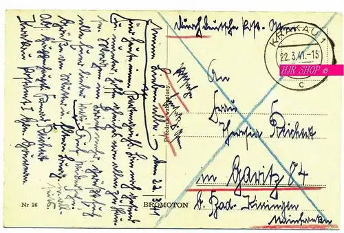 Krakau. Brama Florianska, Florianstor,  gel. Feldpost 22.03.1941