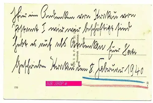 Krakau Glowna Poczta,  gel. Feldpost 8.02.1940