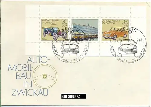 FDC 1979, 3. April, Automobilbau in Zwickau, MiNr.2412+2413, Zustand: sehr gut