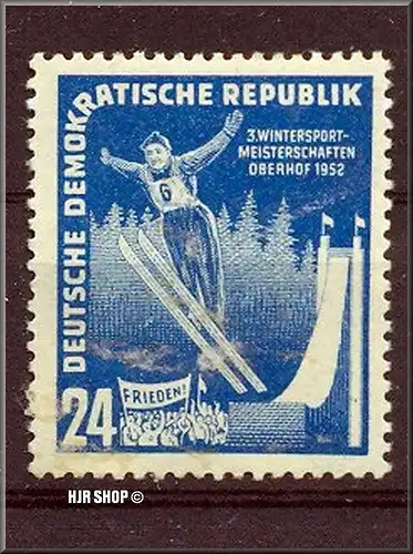 1952, 12. Jan. Wintersportmeister. DDR, Oberhof, Minr. 299**, 24 Pf.