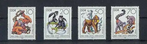 1986, 27. Mai, 125 Jahre Dresdner Zoo, 3019-3022 Satz**