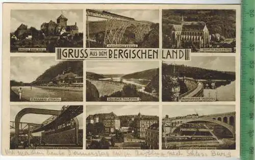 Gruß aus dem bergischen Land, 1932 ,Verlag: ----------,   Postkarte, Frankatur,  Stempel, BURG 20.5.32, Maße: 14 x 9 cm