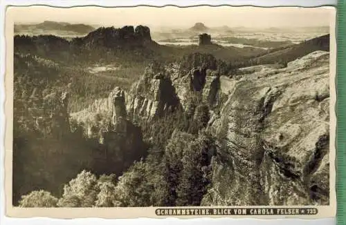 Schrammsteine, Blick vom Carola Felsen, 1941Verlag: Otto Fleischmann, Dresden,- POSTKARTE, Frankatur,  Stempel,