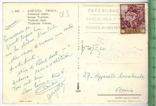 Spanische - Tänze, Verlag: -----------, POSTKARTE,Frankatur,  Stempel,   Erhaltung: I-II,