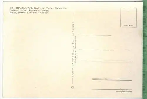 SPANISCHE -TÄNZE,  Verlag: --------,  Postkarte, unbenutzte Karte, Erhaltung:I-II, Karte wird in Klarsichthülle