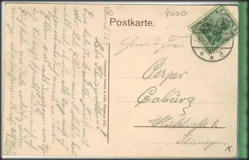 Benrath Schloß-1910- , Verlag: Reinecke & Rubin, Magdeburg 1909,  POSTKARTE mit Frankatur, mit Stempel, BENRATH