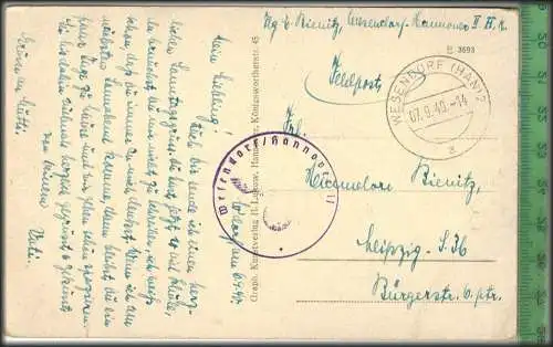 Truppenübungsplatz Bergen-Hermann Löns Denkmal-1943- Verlag: H. Lukow, Hannover, FELD- POSTKARTE ohne Frankatur