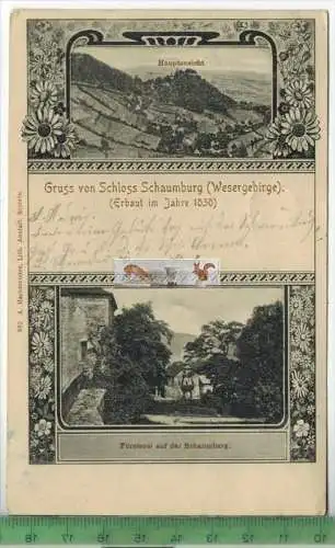 Gruß von Schloss Schaumburg -1902-, Verlag: Litho., POSTKARTE mit Frankatur, mit Stempel,  21.6.02  Erhaltung: I-II,