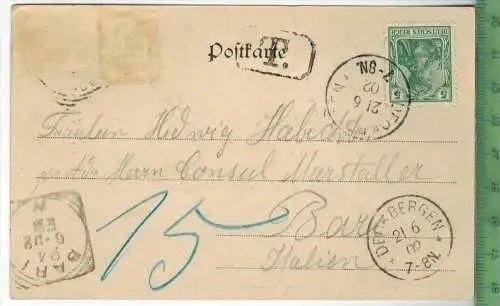 Gruß von Schloss Schaumburg -1902-, Verlag: Litho., POSTKARTE mit Frankatur, mit Stempel,  21.6.02  Erhaltung: I-II,