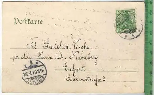 Rudelsburg -1903- Verlag: Litho., POSTKARTE mit Frankatur, mit Stempel, STADTSULZA 6.8.03 nach ERFURT  6.8.03