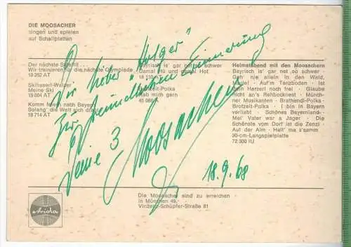 Autogrammkarte , Ariola, die Moosacher 1968--