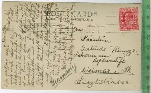 Sign. Weimar -1910 -,  Verlag: ---------,  POSTKARTE mit Frankatur, mit Stempel, Karte hat ein Loch, Reißzwecke