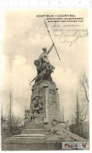 Kortrijk-Courtrai, Monument-1914-, Verlag: ------, FELD- POSTKARTE ohne Frankatur, mit Stempel, CELLE  14.11.14