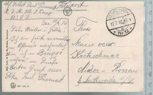 Ostende le Kursaal-1918- Verlag: Lux, Brux., FELD- POSTKARTE ohne Frankatur, mit Stempel, 11.7.18,  Erhaltung: I-II,
