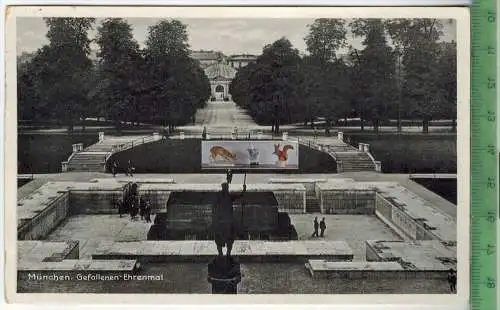 München. Gefallenen-Ehrenmal -1937  - Verlag: ---------, POSTKARTE mit Frankatur, mit  Stempel MÜNCHEN 7.8.37