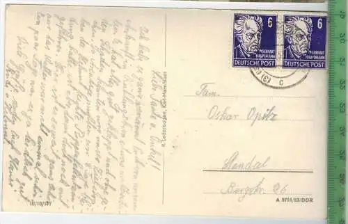 1953 DDR, MiNr. 328 MeF auf Karte, wager., Paar, Zustand: gut