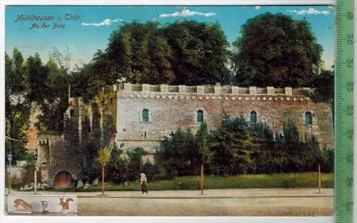 Mühlhausen, An der Burg, - 1917 - Verlag: Trinks & Co., Leipzig, FELD- POSTKARTE, ohne Frankatur, mit  Stempel