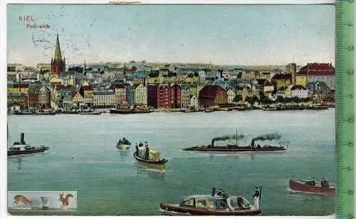 Kiel, Panorama 1910 -, Verlag: Gebr. Lemke, Kiel, POSTKARTE, besch. Frankatur, mit Stempel,  KIEL 28.4.10