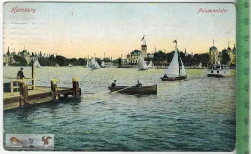 Hamburg - Aussenalster; 1910 -Verlag: -----------, POSTKARTE  besch. Frankatur, mit Stempel HAMBURG   21.6.10