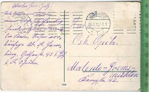 Hamburg - Aussenalster; 1910 -Verlag: -----------, POSTKARTE  besch. Frankatur, mit Stempel HAMBURG   21.6.10