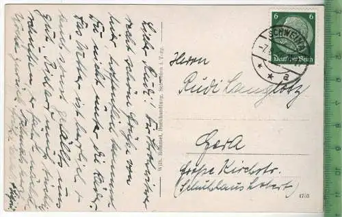 Jagdhaus Kissel- 1937 -Verlag: Wilh. Rommel, Schweina,  POSTKARTE mit Frankatur, mit Stempel SCHWEINA 7.8.37