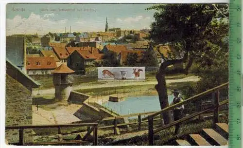 Apolda, Blick vom Schlosshof auf die Stadt - 1911 -Verlag: G. Friedrich, Leipzig, POSTKARTE mit Frankatur, mit Stempel