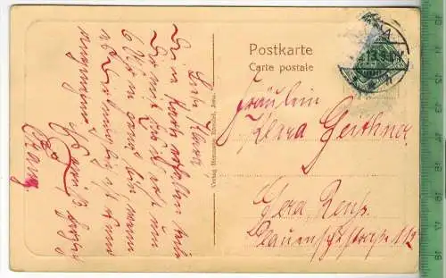Jena, Pulverturm - 1908, Verlag: Hermann Bzendel, Jena,  POSTKARTE besch., Frankatur, mit Stempel 1913, Erhaltung: I-II,