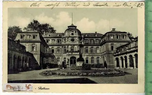 Offenbach a. M.-Rathaus - 1938, Verlag: -----, POSTKARTE besch., Frankatur, mit Stempel OFFENBACH 12.6.38, Erhaltung: II