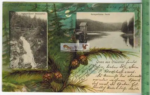 Gruß aus Clausthal 1901 -,Verlag: -----------,   Postkarte, mit Frankatur, mit Stempel CLAUSTHAL 1.3.01 nach BOCHUM