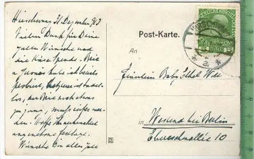 Künstler Karte, 1912, Verlag: -----------, POSTKARTE- mit Frankatur, mit  Stempel, gelaufen, Erhaltung: I-II,