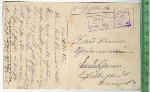 Fr. Fliegerbombe im Sägewerk von Conflans  20.7.15 - Verlag: Willy Köhler, Metz, FELD-  POSTKARTE-ohne Frankatur.