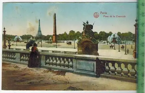 Paris, Place de la Concorde 1915, Verlag:---, FELDPOSTKARTE ohne Frankatur,  mit Stempel KD