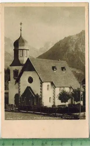 Oberstdorf, Protestantische Kirche 1943, Verlag: J. Heimhuber, POSTKARTE mit Frankatur,  mit Stempel, OBERSTDORF 11.9.43