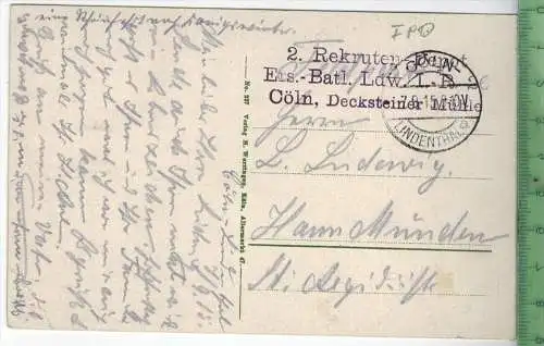 Cöln a. Rh., Partie am Sachsenring 1915, Verlag: H. Worringen, Köln, FELD- POSTKARTE ohne Frankatur  mit 2 x Stempel