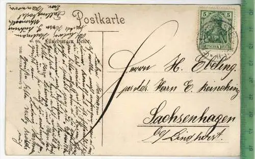 Lüneburger Heide Nr. 60,  1907, Verlag: G. Gronemann, Walsrode 1906, POSTKARTE mit Frankatur , mit  Stempel