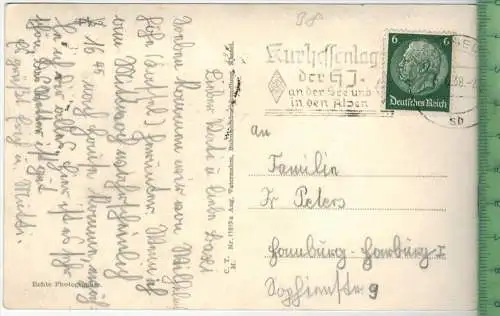 Kassel- Wilhelmshöhe, Herkules mit Kaskaden 1938, Verlag: Aug. Vaternahm. POSTKARTE mit Frankatur , mit  Stempel
