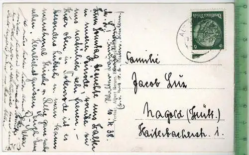 Forsthaus Totenrode 1938, Verlag: Albert Berger, Blankenburg , POSTKARTE mit Frankatur, mit  Stempel ALTENBRAK 12.4.38