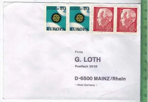 1991 BRD, MiNr. 533 MeF, KtlPr. 15,00€ + MiNr. 542 MeF, KtlPr. 12,00€ auf Brief 4.5.1991, Zustand: I-II