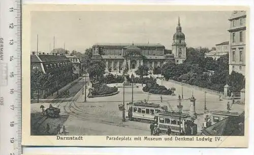 DARMSTADT, Paradeplatz mit Museum, Verlag: Kunstverl. Wilh. Gerling,  Postkarte, Erhaltung: I-II,