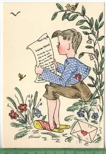 Künstlerkarte, Kind, Verlag: Meindl & Kittsteiner, München-Pasing Postkarte, Publication authoriz by 6870 DICC. US ARMY,