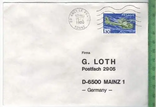 1980, Frankreich, EF, auf Brief, Brief gelaufen, 15.2.80 gestempelt, Größe: 16 x 11,5 cm, Zustand: I-II