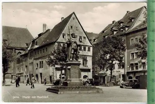 Jena, Markt mit Hanfried , 1963, Verlag: Hermann Paris, Jena,  KARTE mit Frankatur, mit Stempel,  JENA 30.6.63