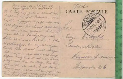 Maubeuge.- Le Sans-Culotte, 1914, Verlag: -----, FELD-  Postkarte ohne Frankatur,  mit Stempel, MONTWY , 17.12.14