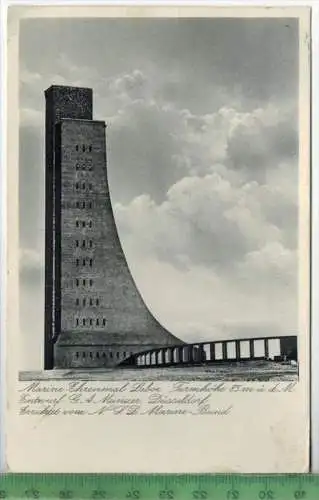 Marine Ehrenmal Laboe 1936, Verlag: M. Dieterle & Sohn, Kiel, Postkarte mit Frankatur,  mit Stempel, BRUNSBÜTTELKOOG,