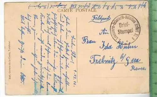 Turnhout, La Gare 1916, Verlag:  Gevers-de la Costa, FELD-,Postkarte ohne Frankatur , mit Stempel, 1.12.16 Briefst.