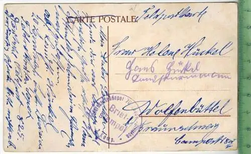 Bruges, Quai du rosaire et la tour Notre Dame 1910/1920, Verlag: -----, FELD-Postkarte ohne Frankatur  mit Stempel,