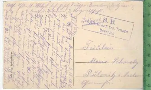 Camp de Beverloo, Entrèe du Parc 1916, Verlag:.. , FELD- Postkarte ohne Frankatur, mit Stempel, S.B. 4/III. B. Inf.Ers.